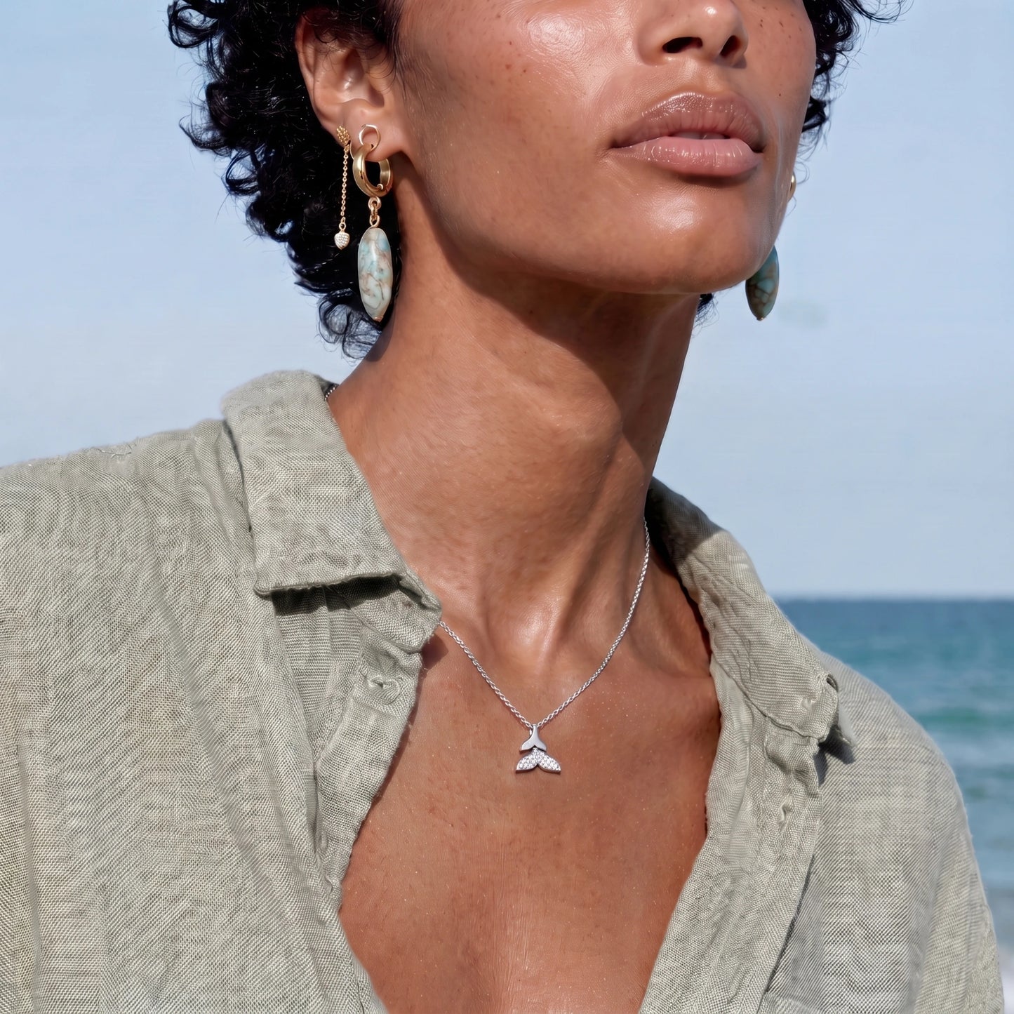 Whale Tail Crystal Necklace