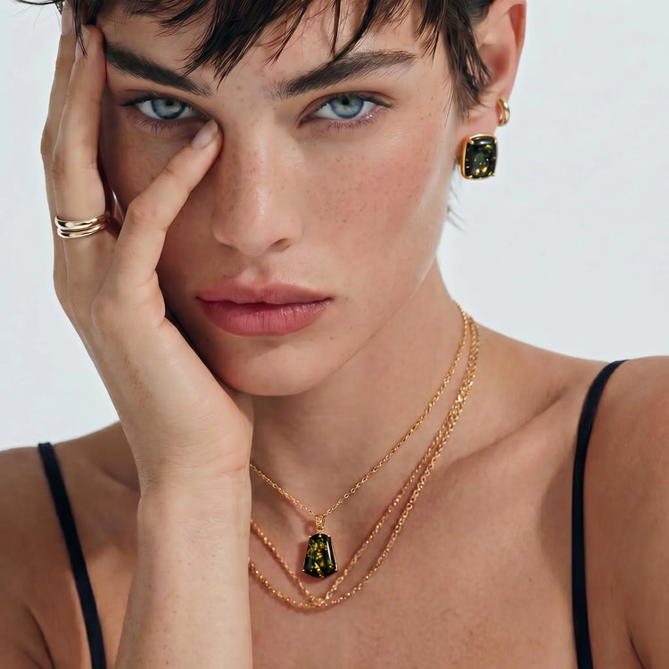 The "Gold and Green Amber Set" By Jean Marie GIA. AJP.