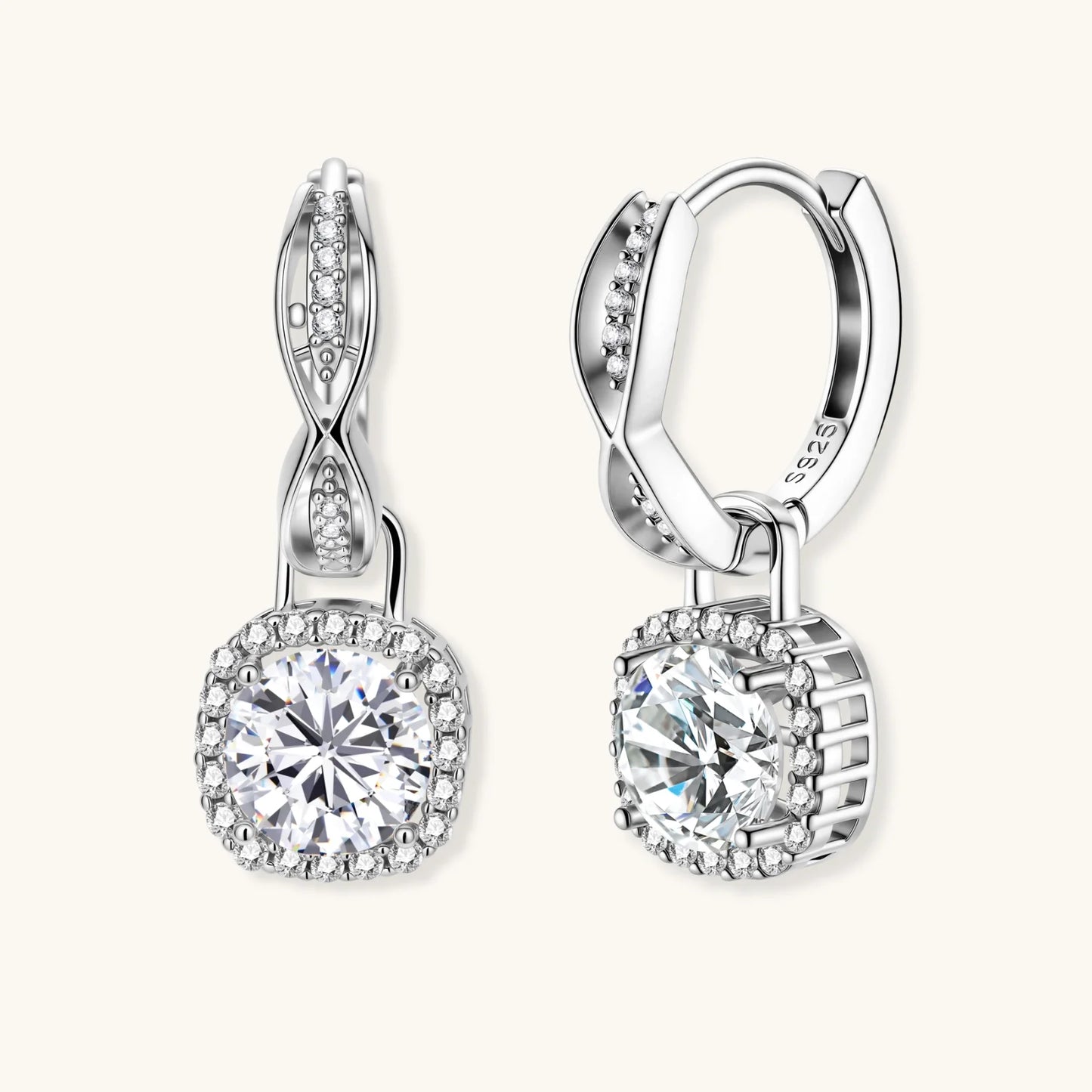 Twisted Infinity Halo Moissanite Earrings