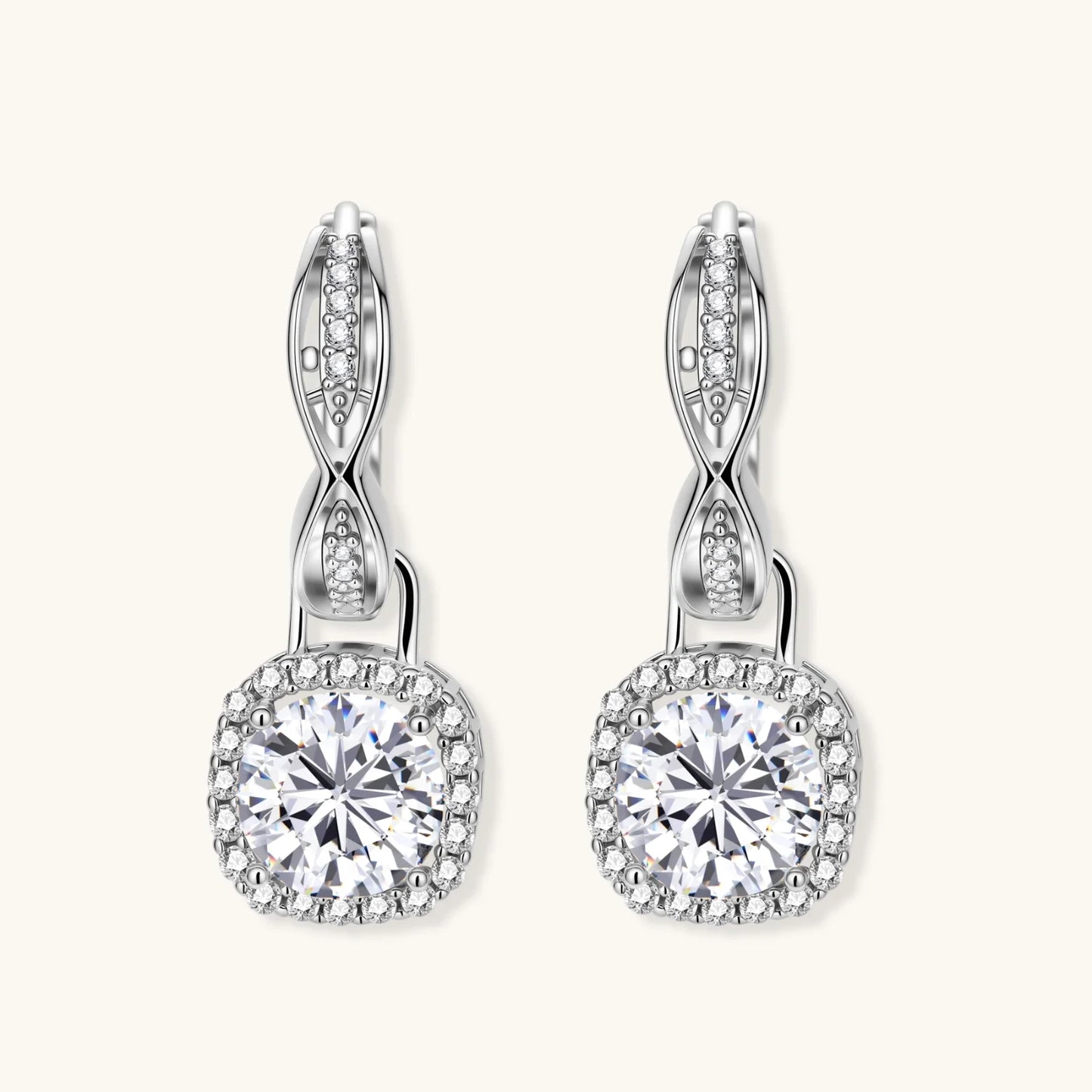 Twisted Infinity Halo Moissanite Earrings