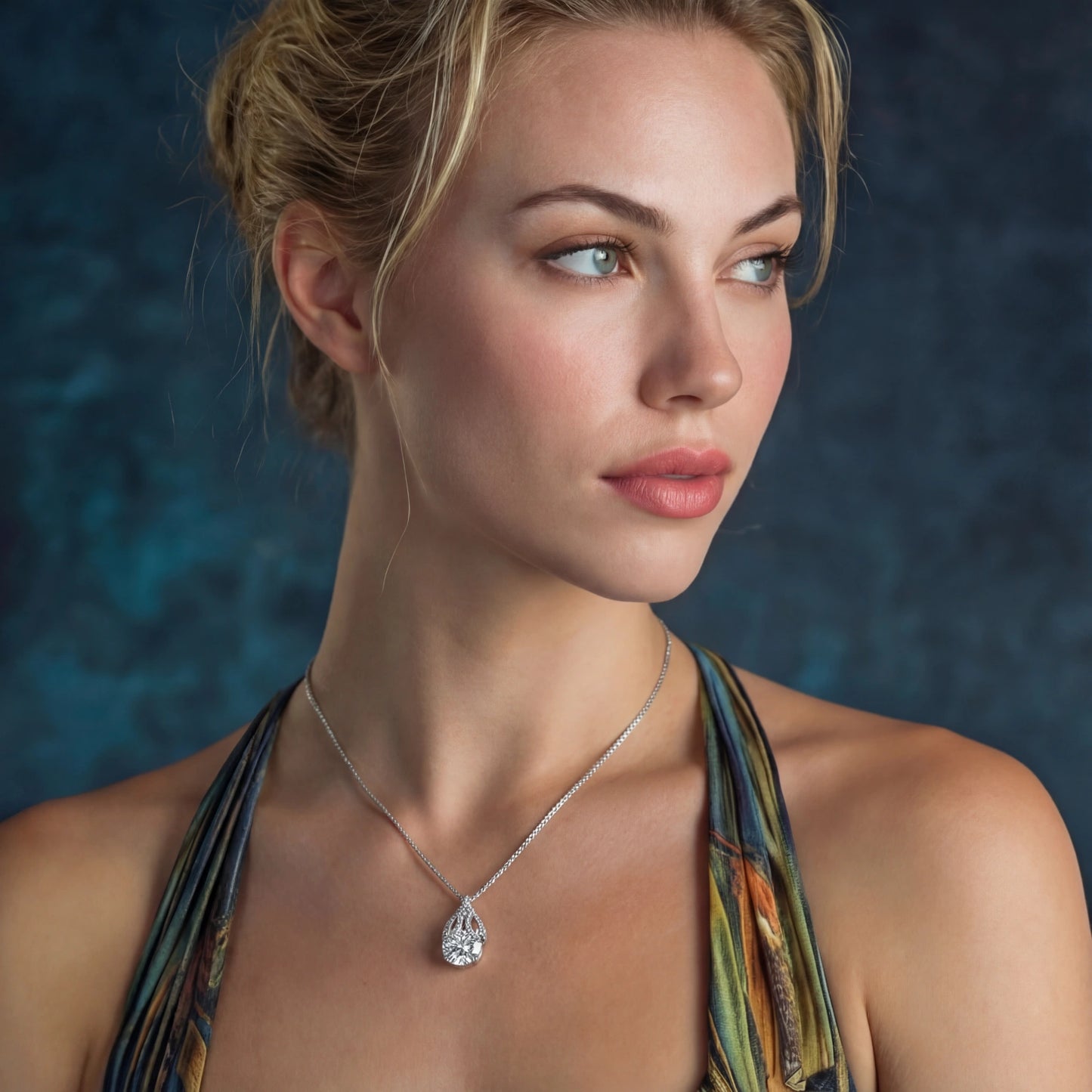Teardrop Necklace luxury vacation jewelry. Large 5ct, Moissanite, in Sterling Silver | Shop The Heart