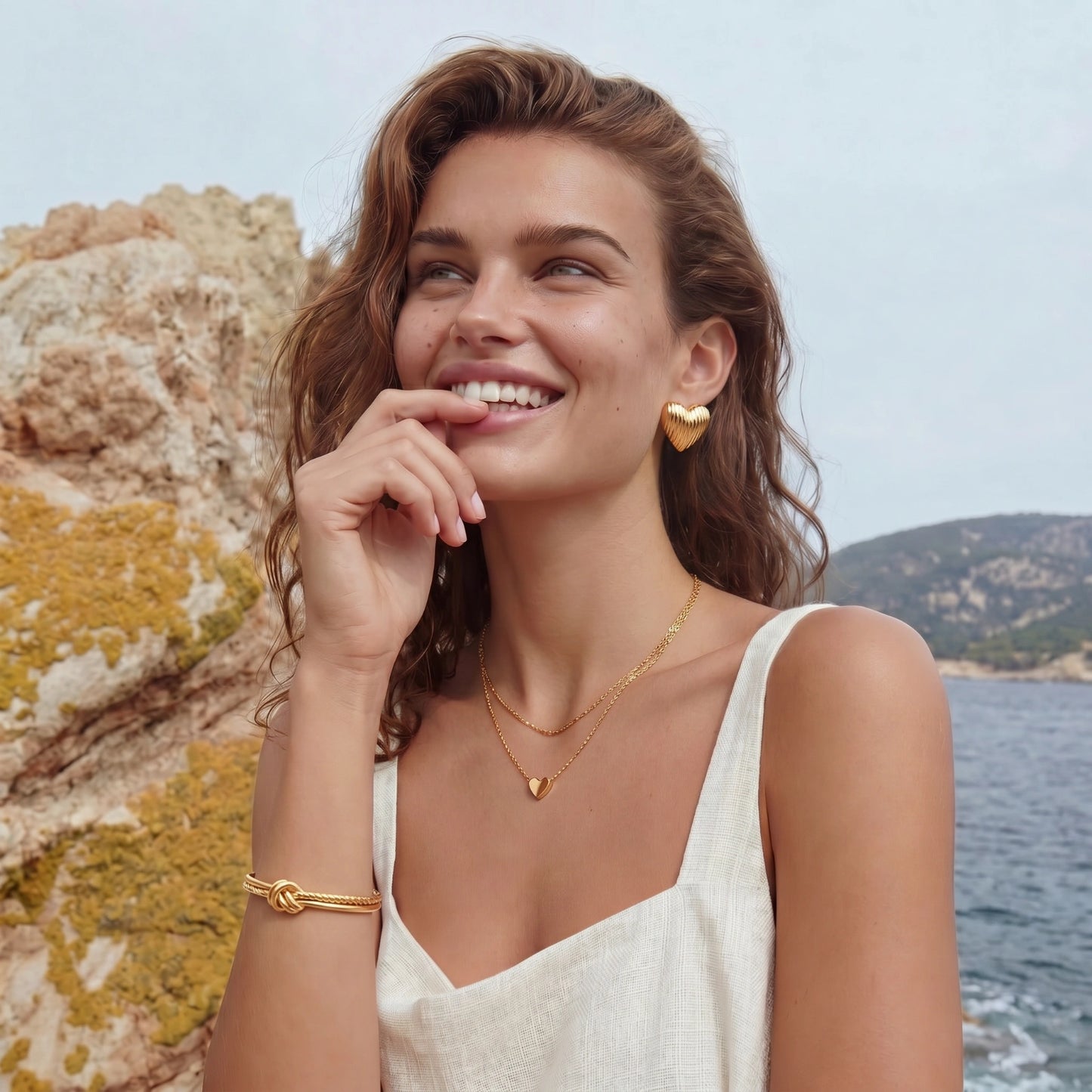 Textured Heart Stud Earrings